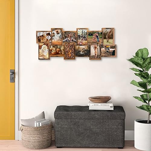 Vista 2 de J.M.Deco Marco de collage de fotos de 12 aperturas para decoración de pared, marco de collage de fotos de 4 x 6 pulgadas para galería, ideal