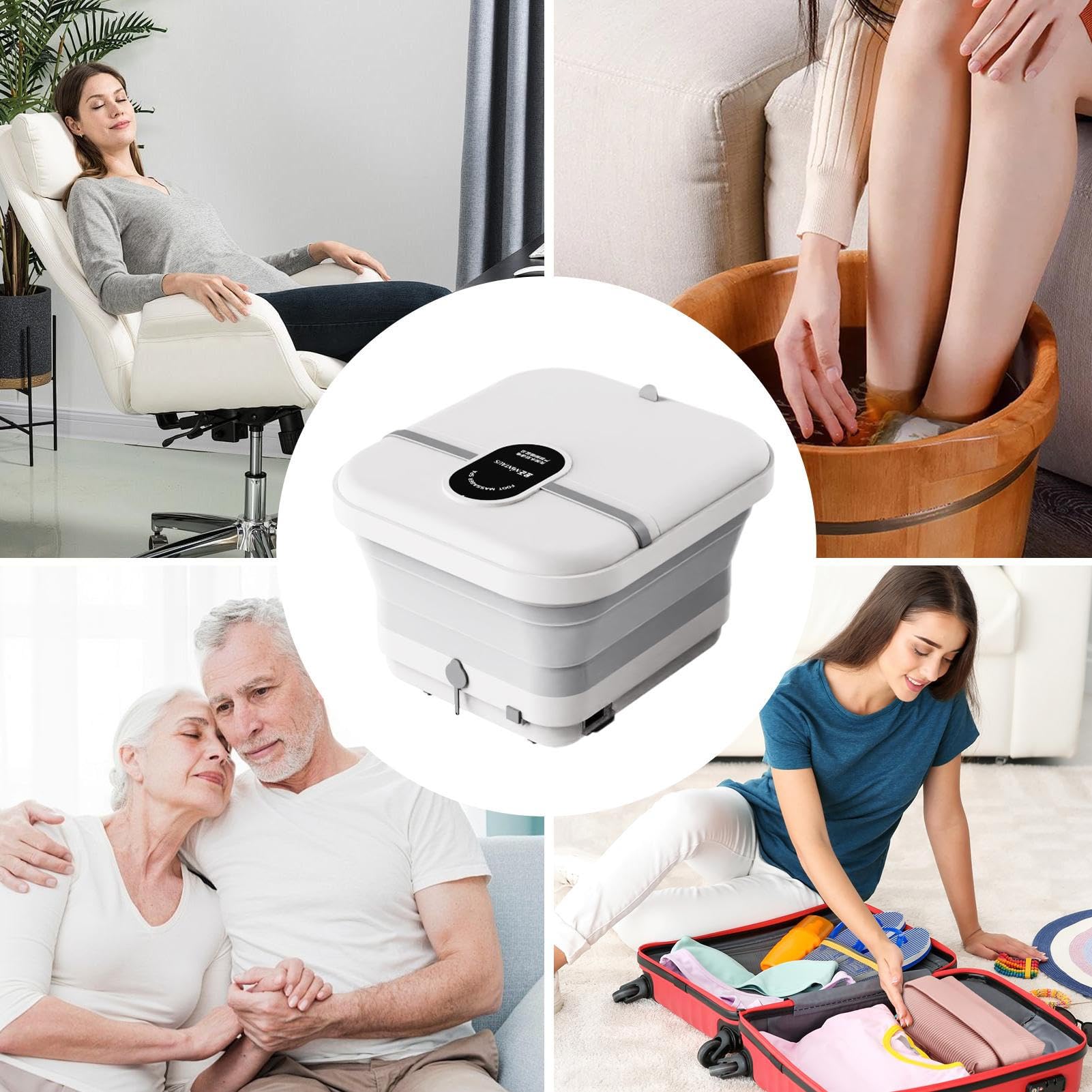 Elektrisches Fußbad Massagehilfsmittel Für Das Fußbad | Faltbares Fuß-Spa-Bad-Massagegerät Mit Heizung für Männer, Frauen, Teenager, Mamas, Papas, , Opas, Senioren