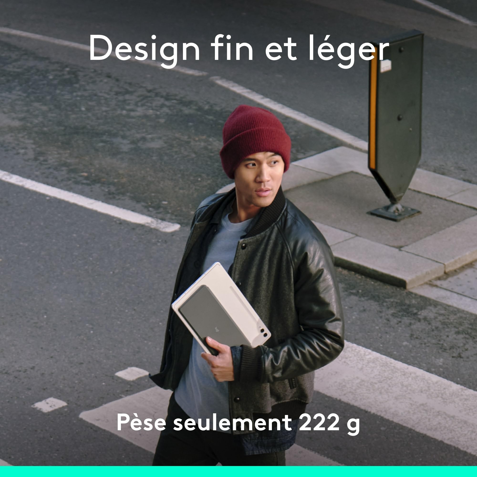 Logitech Keys-To-Go 2, clavier Bluetooth portable pour tablette avec coque intégrée, clavier sans fil compact ultra-mince pour Windows, Android, Linux, iPad, iPhone, Mac, Apple TV, AZERTY FR -Graphite
