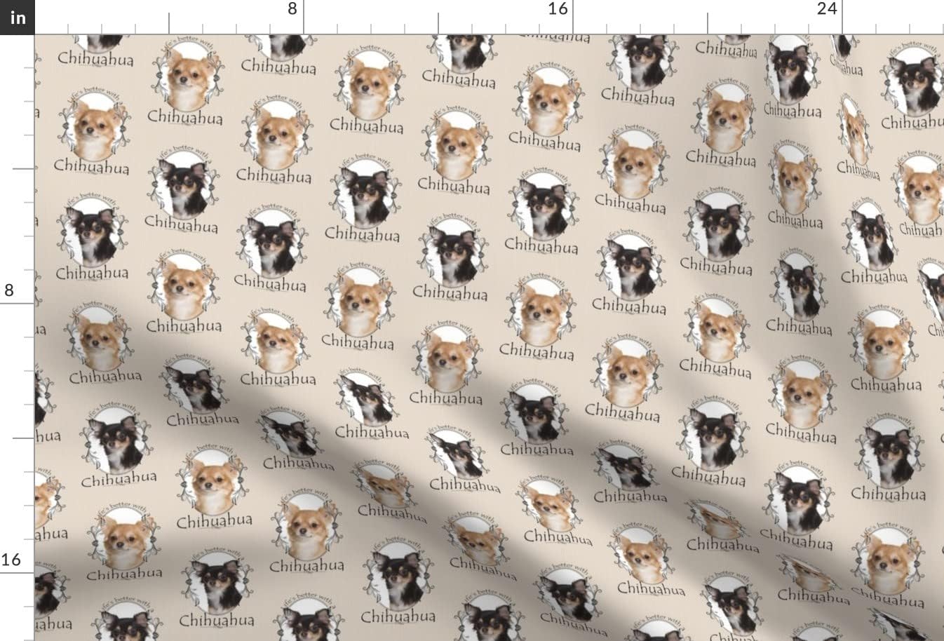 Spoonflower Fabric - Chihuahua, Dog, Pet, Animal, Tri Color, Buff, Fawn, Puppy, Rescue, Toy Printed on Minky Fabric by The Yard - Sewing Baby Blankets Quilt Backing Plush
