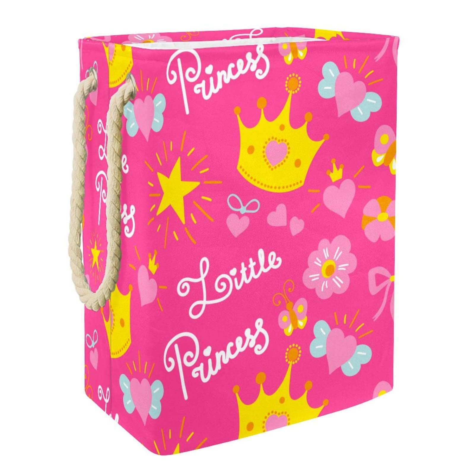 Panier à linge personnalisé rose avec poignées pour chambre et dortoir