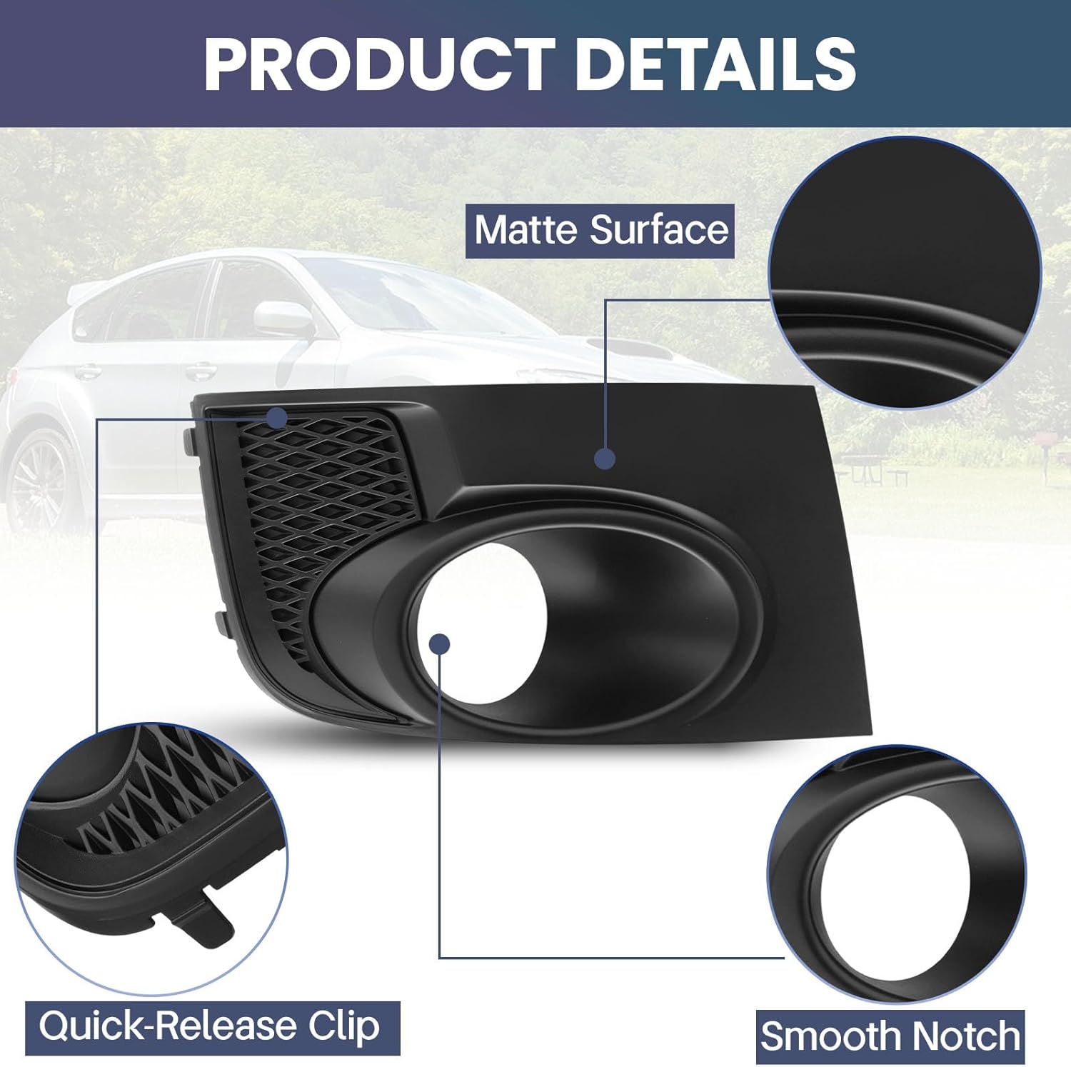 Fog Light Bezel Covers Compatible with Subaru Impreza WRX Sti 2011 2012 2013 2014 Replacement Fog Lamp Cover Trim, 1 Pair, Matte Black