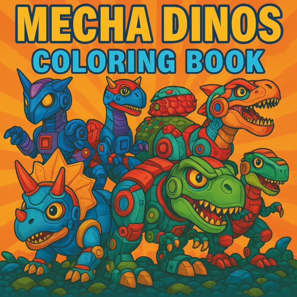 Mecha Dinosaurs Colouring Book: Robotic Raptors, Cyber T-Rex, Laser-Powered Triceratops, and Battle-Bot Dinos!