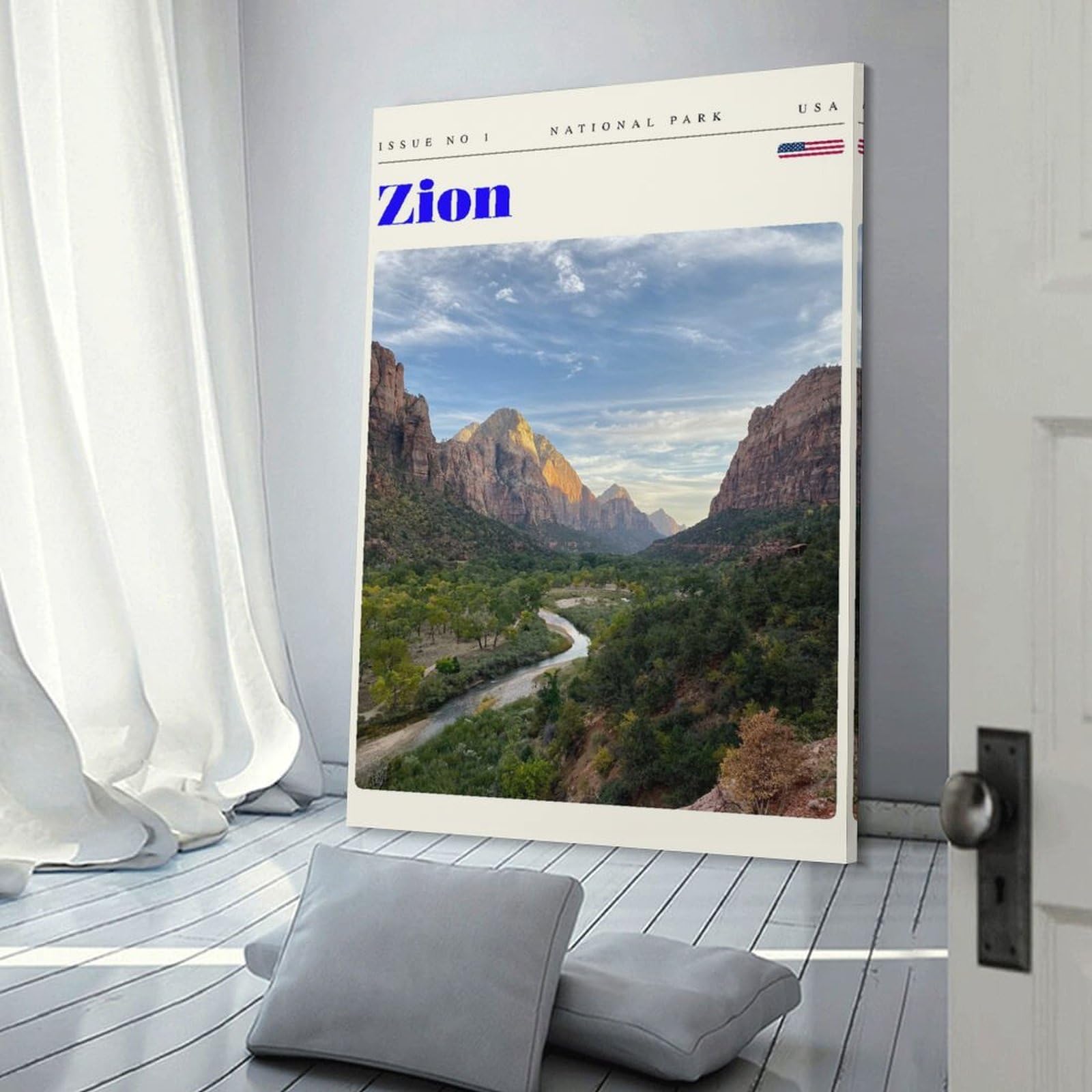 Junmoney Room Decor Wall Art Zion National Park Travel Art, 20x30inch(50x75cm), for Home Office, Desk Area Or Studio, An Interior Accent for Desk Areas