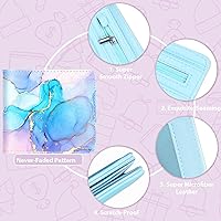 Vista 5 de Cartera de cuero de dibujos animados para mujer, c-mármol azul, Lindo