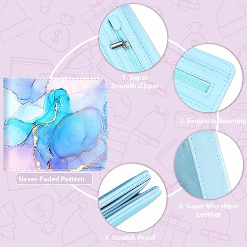 Miniatura 5 de Funermei Linda cartera de cuero de dibujos animados para mujer azul Marble Lindo