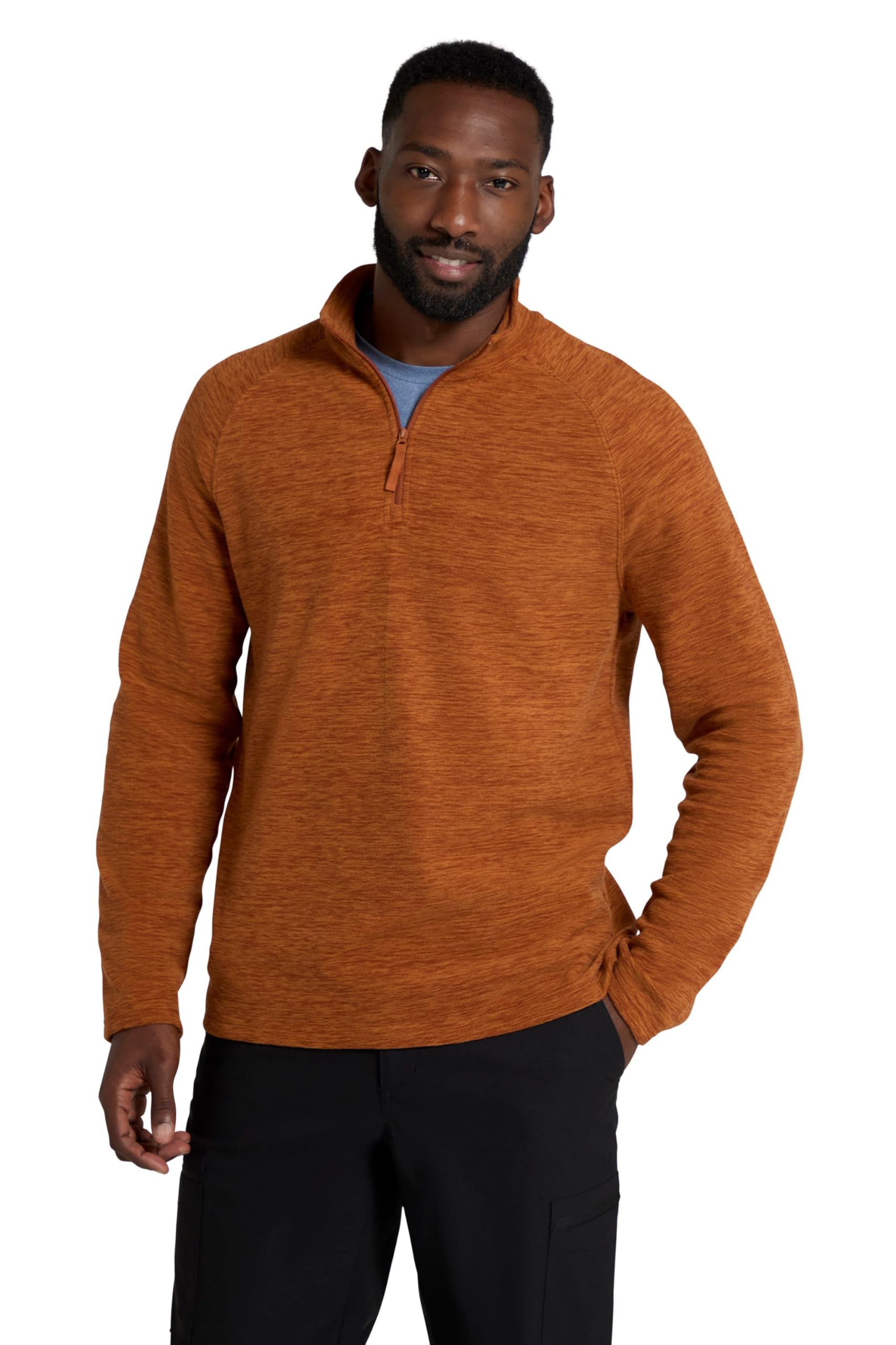 Mountain Warehouse Rust Snowdon Mens Micro Fleece Top - Warm, Breathable, Quick Drying, Zip Collar Fleece Sweater, Soft & Smooth Pullover - For Autumn Winter, Travelling, Walking 3XL 3Xl Plus