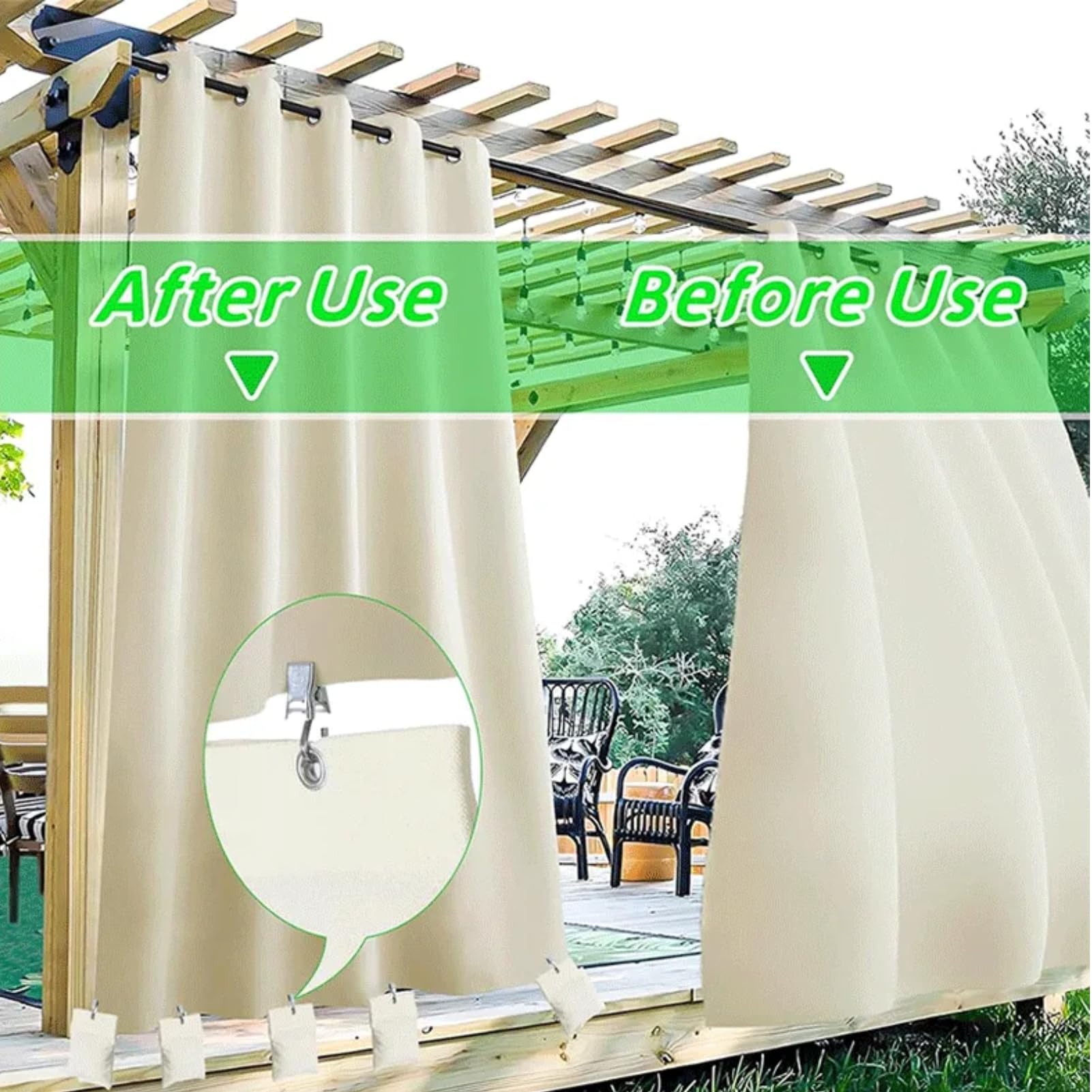 Vorhang Beschwerer Outdoor - 8 Sandsäcke Mit Klemmen Für Terrasse Und Garten