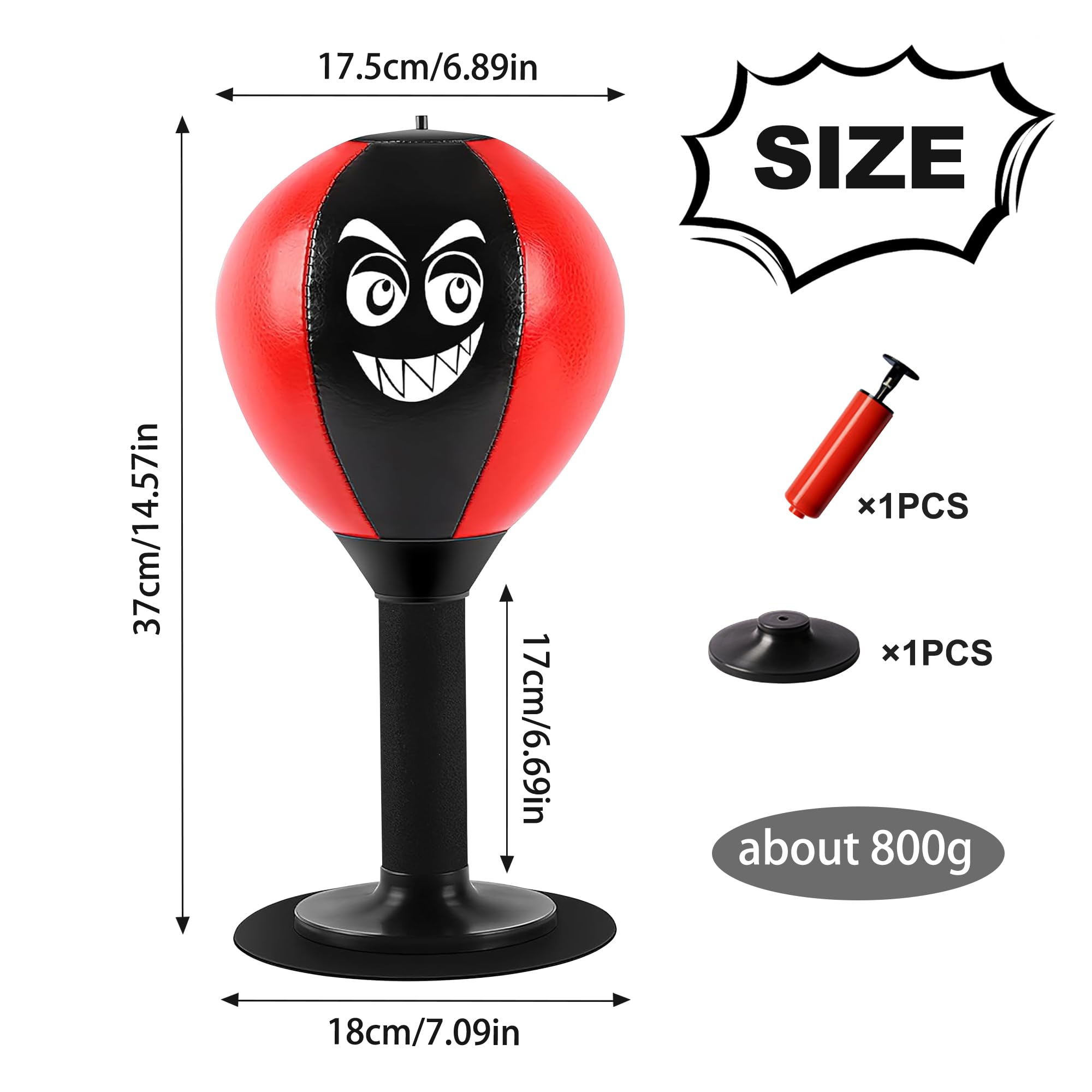 Sacco Da Boxe Da Scrivania Luminoso - Giocattolo Antistress Con 4 Facce E Ventosa, Materiale TPR, Per Ansia E Divertimento - 5
