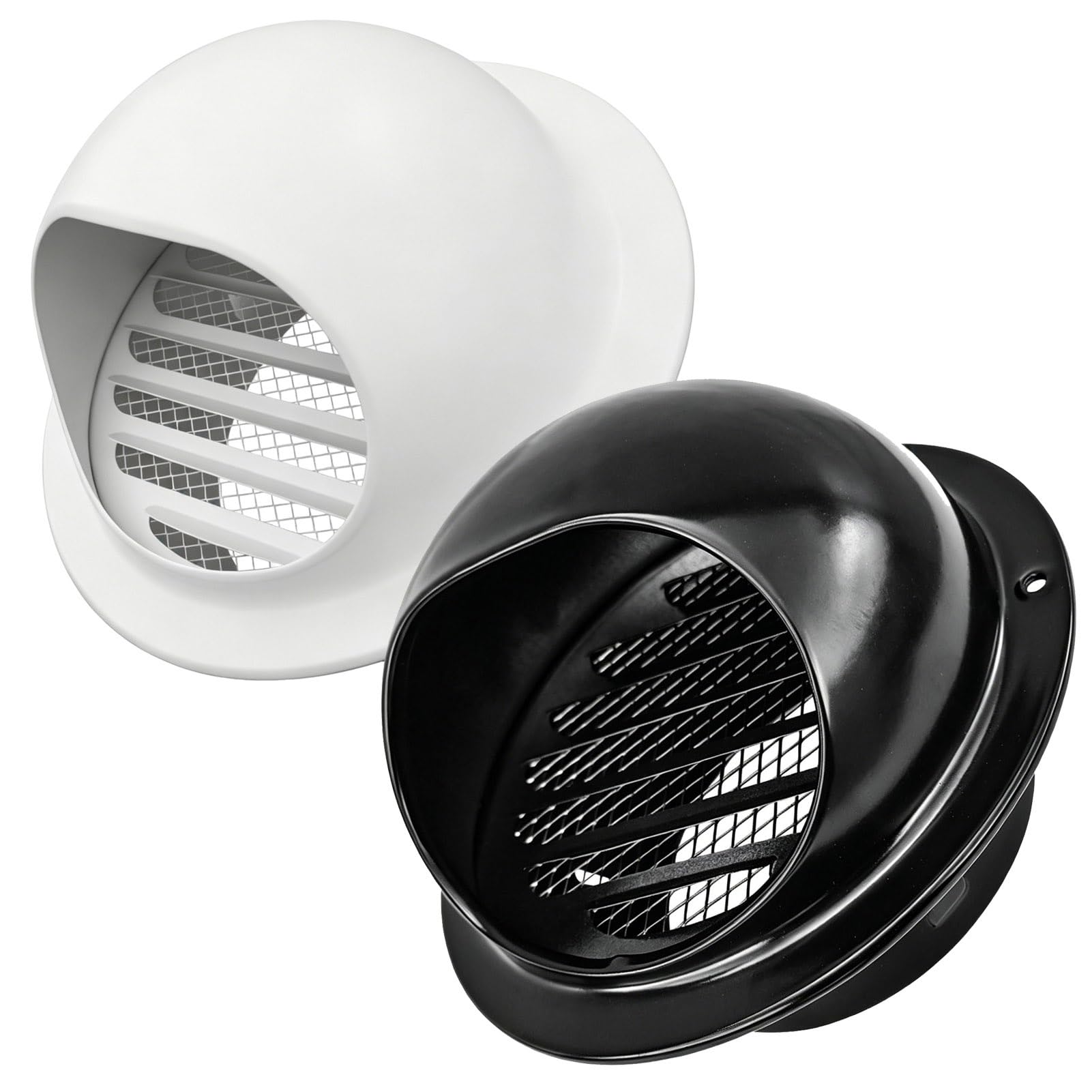Pack de 2 Rejilla de Ventilación, 50-200 mm, Acero Inoxidable, Pared, Tapa de Ventilación de Aire，lamas, Malla Mosquitera, Secadora, Campana Extractora, Extractor Exterior