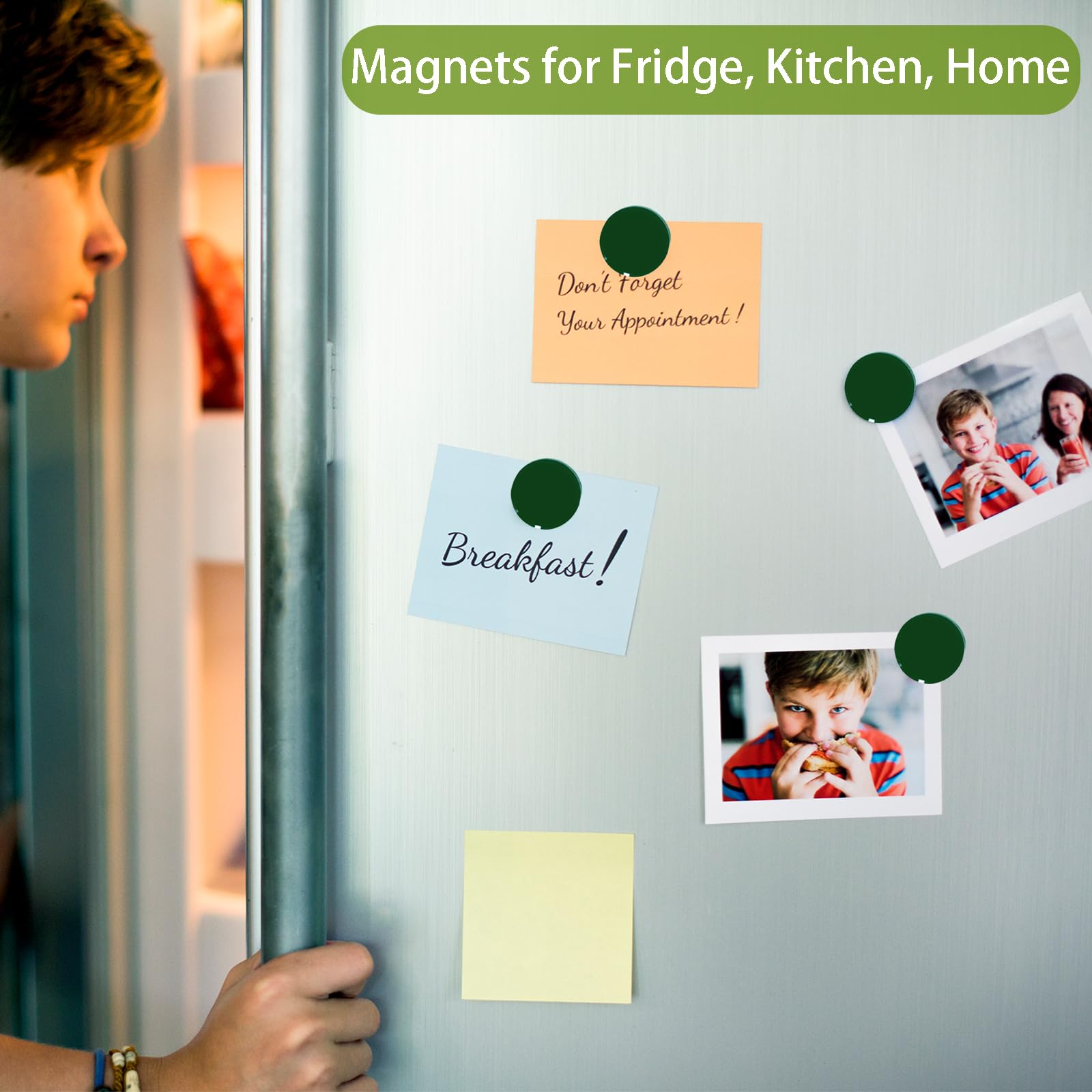 DUJEQM Fridge Magnets 30PCS Deep Green, Strong Magnet Mini Round Decorative Magnets - Image 3