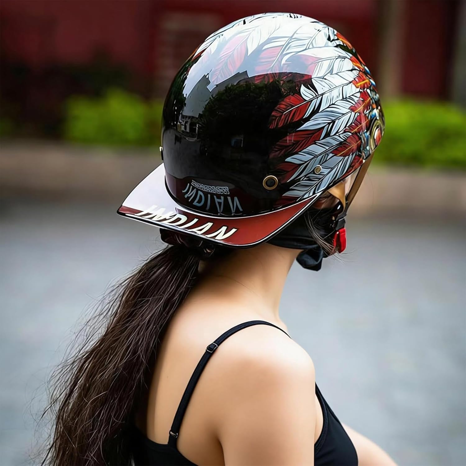 Baseball Motorcycle Helmets for Men DOT Certified Backwards Hat Motorcycle Half Helmet Indian with Pull-Down Lens for Women Moped Cap Jet Scooter Street Cruiser