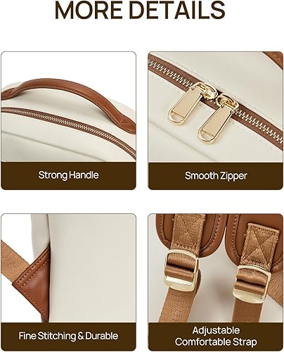 Miniatura 3 de Telena Mochila para computadora portátil para mujer, de piel vegana, de 15.6 pulgadas, mochila para computadora, bolsa de viaje universitaria,