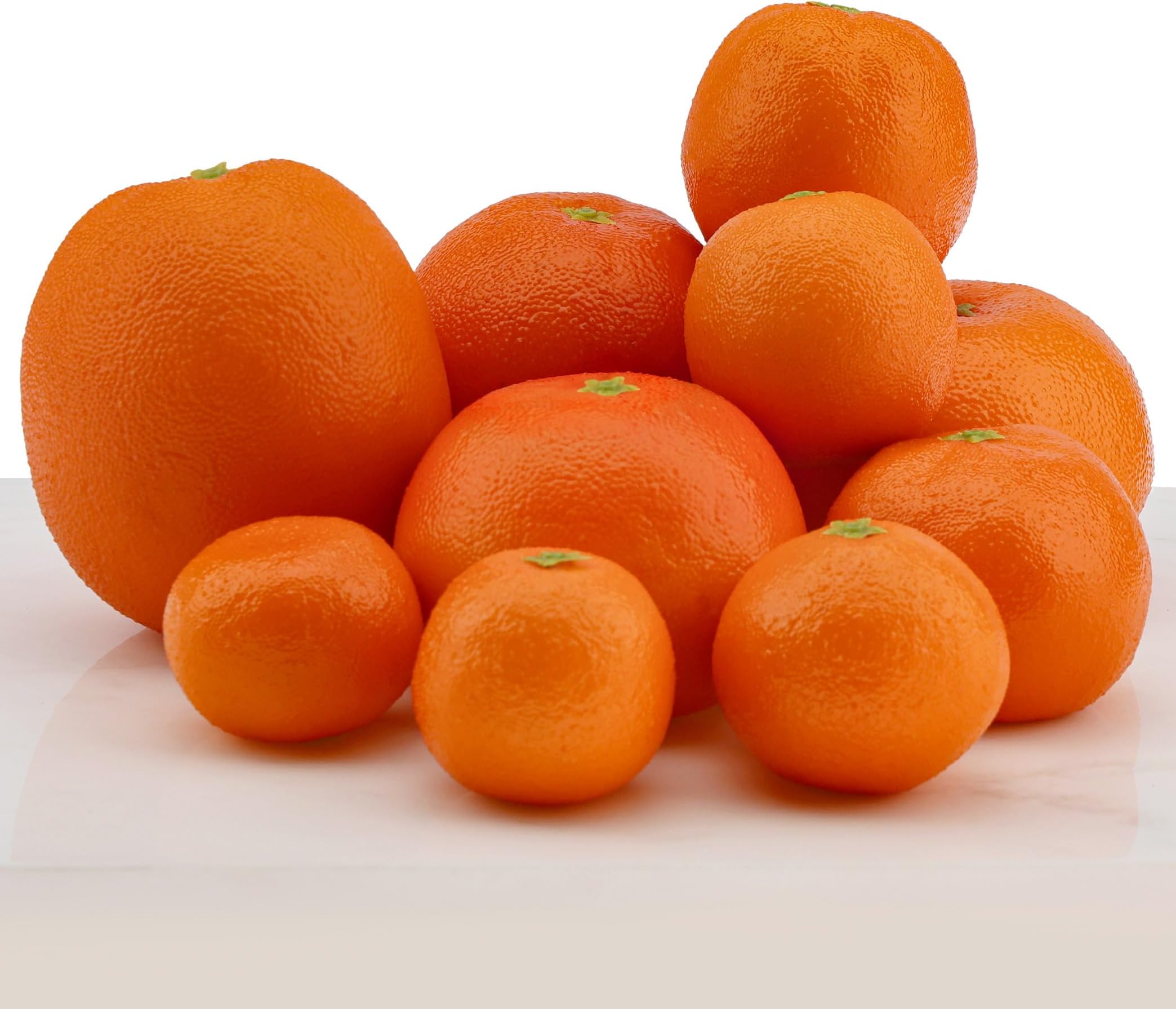 Woration Fake Lifelike Oranges Set Artificial Simulation Fruit Oranges Tangerine for House Kitchen Cabinet Party Festival Table Decoration Photography Prop Mix Sizes 10 Pcs