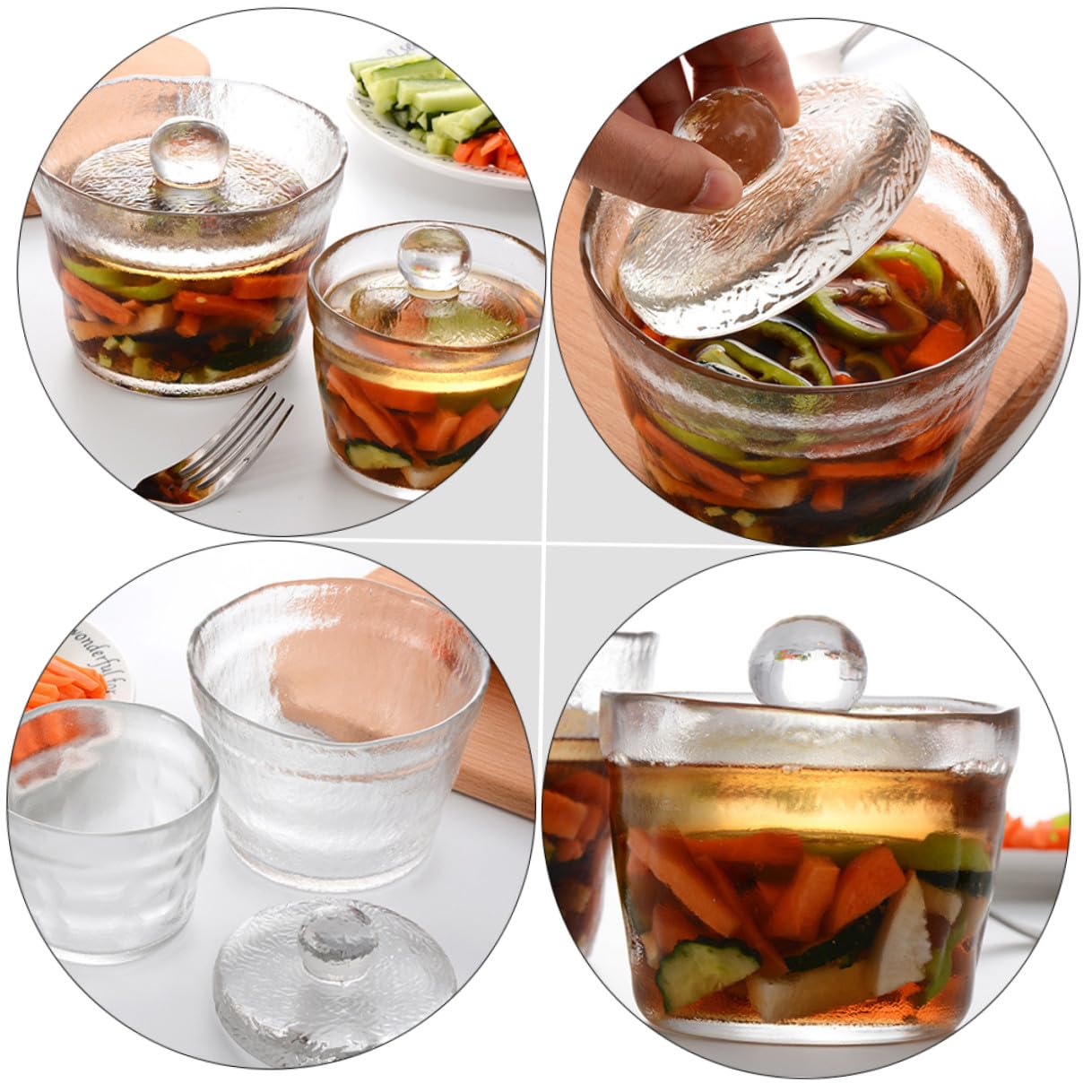 GALPADA Gurkenbehälter aus Glas mit Schraubverschluss Transparenter Lagerbehälter für Salate und Snacks