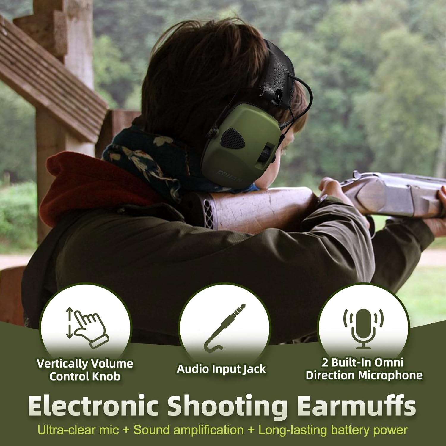 ZOHAN EM054 Electronic Shooting Ear Protection with 4X Sound Amplification 2 Pack,Slim Active Noise Reduction Earmuffs for Gun Range - Image 7