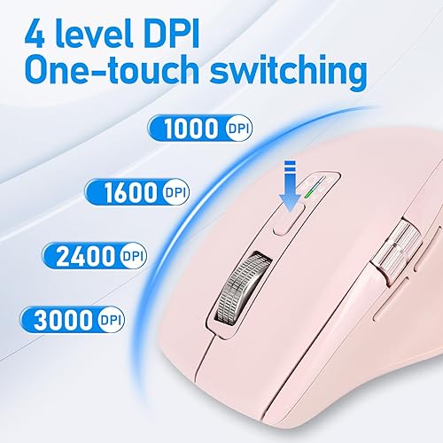 Miniatura 2 de Ratón inalámbrico Bluetooth de desplazamiento lateral con múltiples dispositivos, mouse ergonómico para computadora con desplazamiento volador