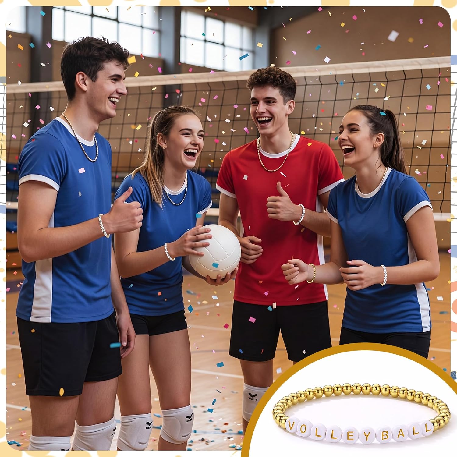 Tondiamo 24 Pcs Volleyball Football Soccer Bracelets Team Gift Bulk