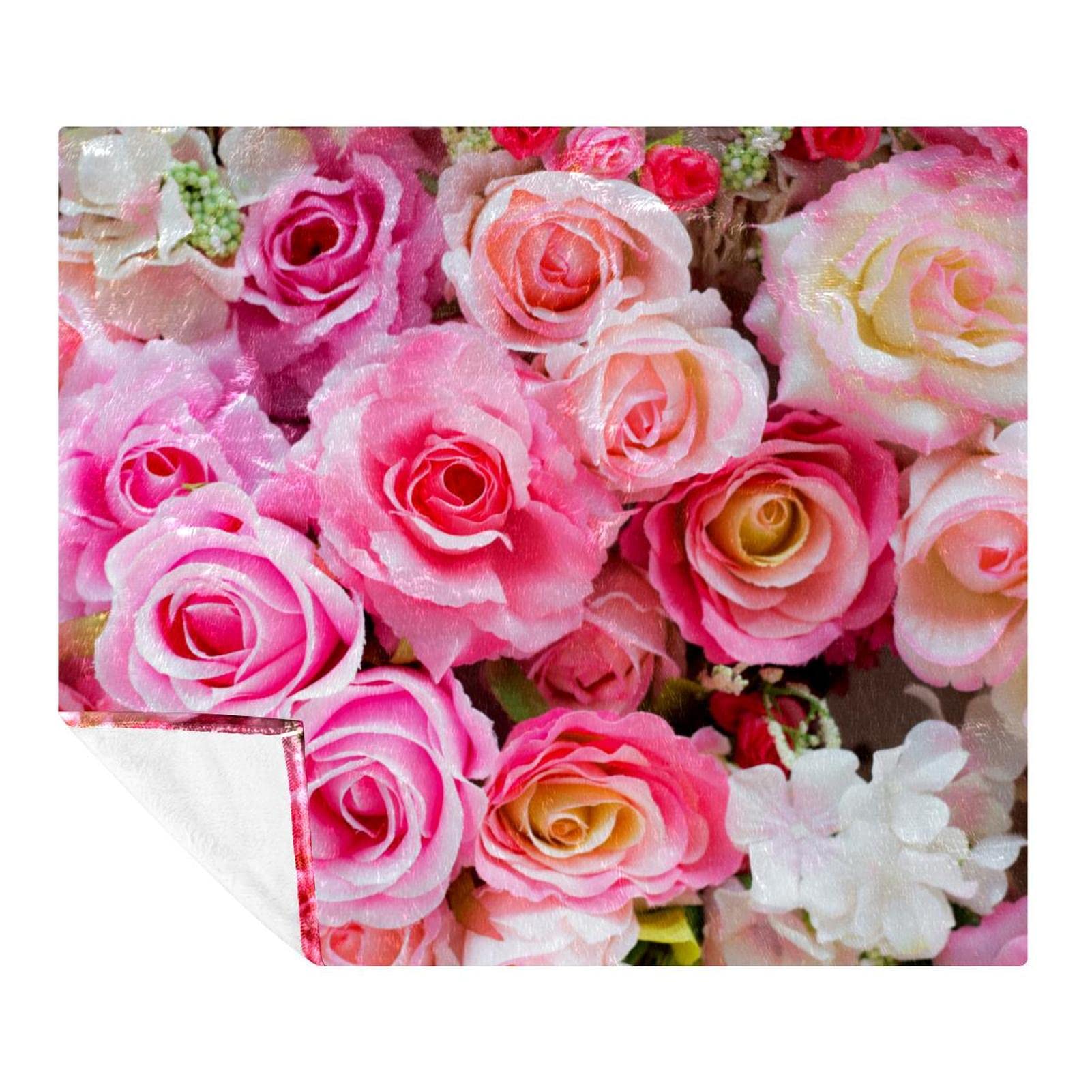 Couverture polaire douce contre le froid jeté décoratif lisianthus rose de lit