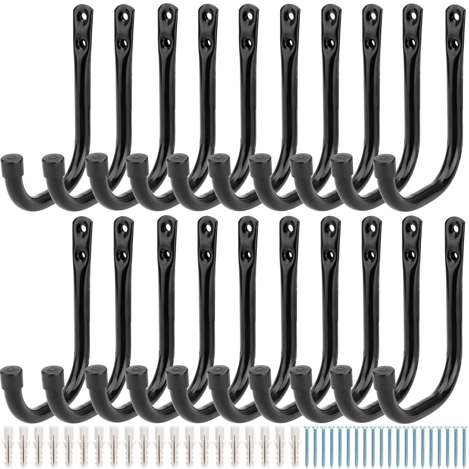 20 ganchos de garaje, gancho de almacenamiento resistente de 10,5 cm, ganchos de pared para herramientas de jardín, mangueras, bicicletas, madera, equipo deportivo, cortacésped