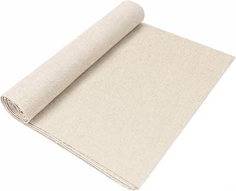 Linen Embroidery Fabric, 20 by 59-Inch Needlework Fabric Natural Color Embroidery Cloth for Garment Craft Punch Needle DIY Projects Backing Curtains Home Decor