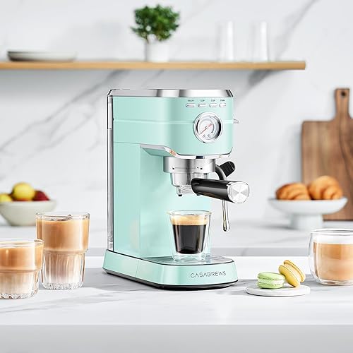 Miniatura 16 de CASABREWS Máquina de café expreso de 20 bares, cafetera profesional con espumador de leche, cafetera compacta con tanque de agua extraíble de 34