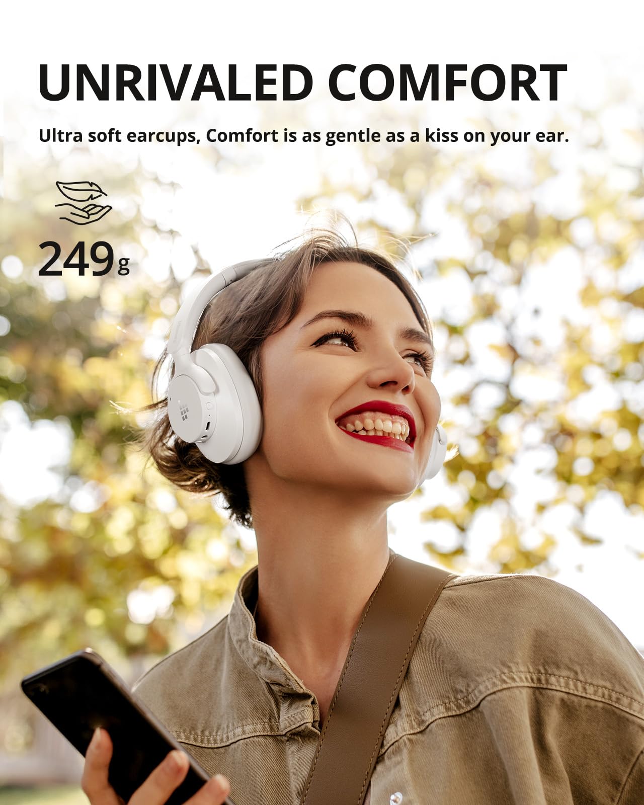 Tronsmart Q20S Cascos Inalámbricos Cancelación de Ruido Activa Híbrida con Varios Modos, Sonido Hi-Res Audio, 60H Reproducción, Control de App, Ajuste Cómodo, Wireless Auriculares con Micrófono
