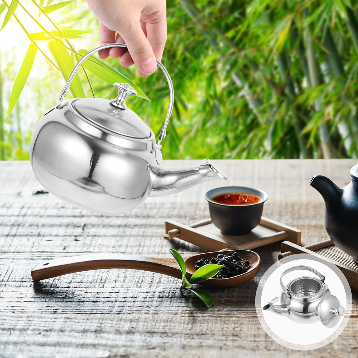 Kichvoe Stainless Steel Tea Kettle Ergonomic Cold Water Kettle for Home Outdoor Use Non-rusting Comfortable Grip for Tea Brewing and Camping Smooth Pour Spout