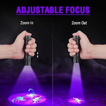 ULTRAFIRE 395-405nm UV Torch LED Black Light, Zoomable UV Light, Small Powerful Ultraviolet Flashlight for Curing Resin, Detecting Pet Urine Stains, Spot Scorpions, Leak Detector, SP10UV