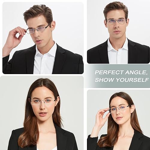 Miniatura 6 de EYEURL Lentes de lectura de medio borde para computadora para hombres y mujeres +2.75 con bloqueo de luz azul, lentes de calidad ligera