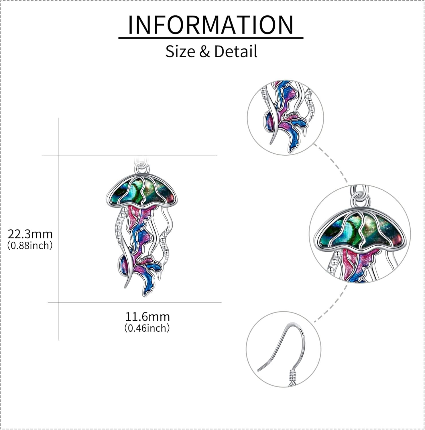 Ocean Earrings 925 Sterling Silver Jellyfish/Lobster/Seahorse Dangle Drop Earrings Abalone Shell Crawfish Sea Jewelry Mothers Gifts for Women Mom Grandma - Image 3