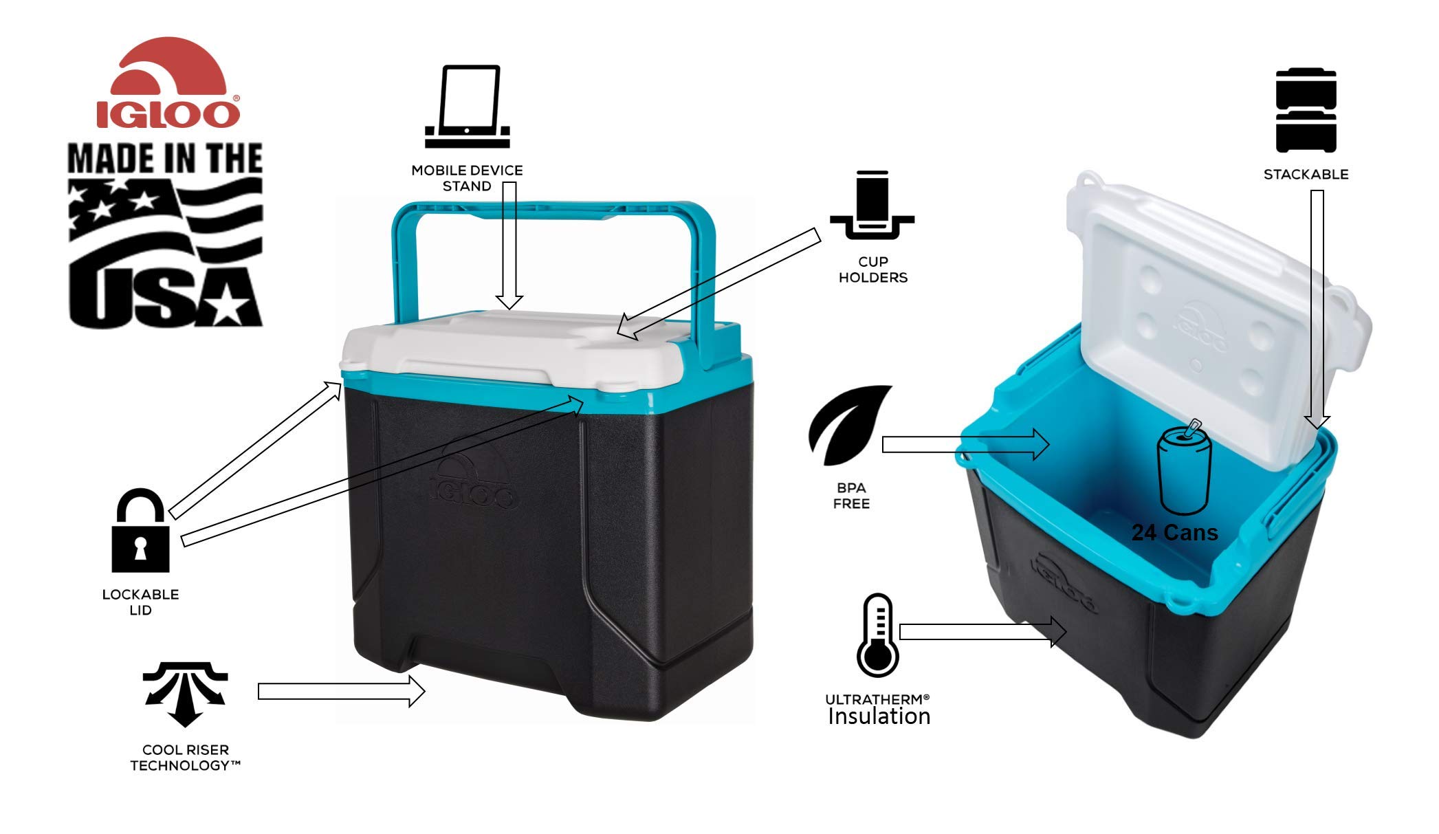 IGLOO® Profile 16 Qt (15 Litre) Insulated Cooler to Keep Food or