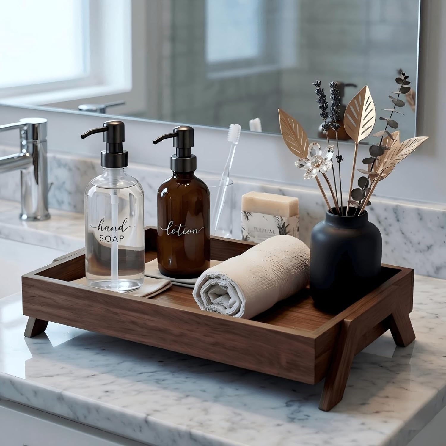 Wooden Vanity Tray for Dresser & Bathroom Countertop image 2