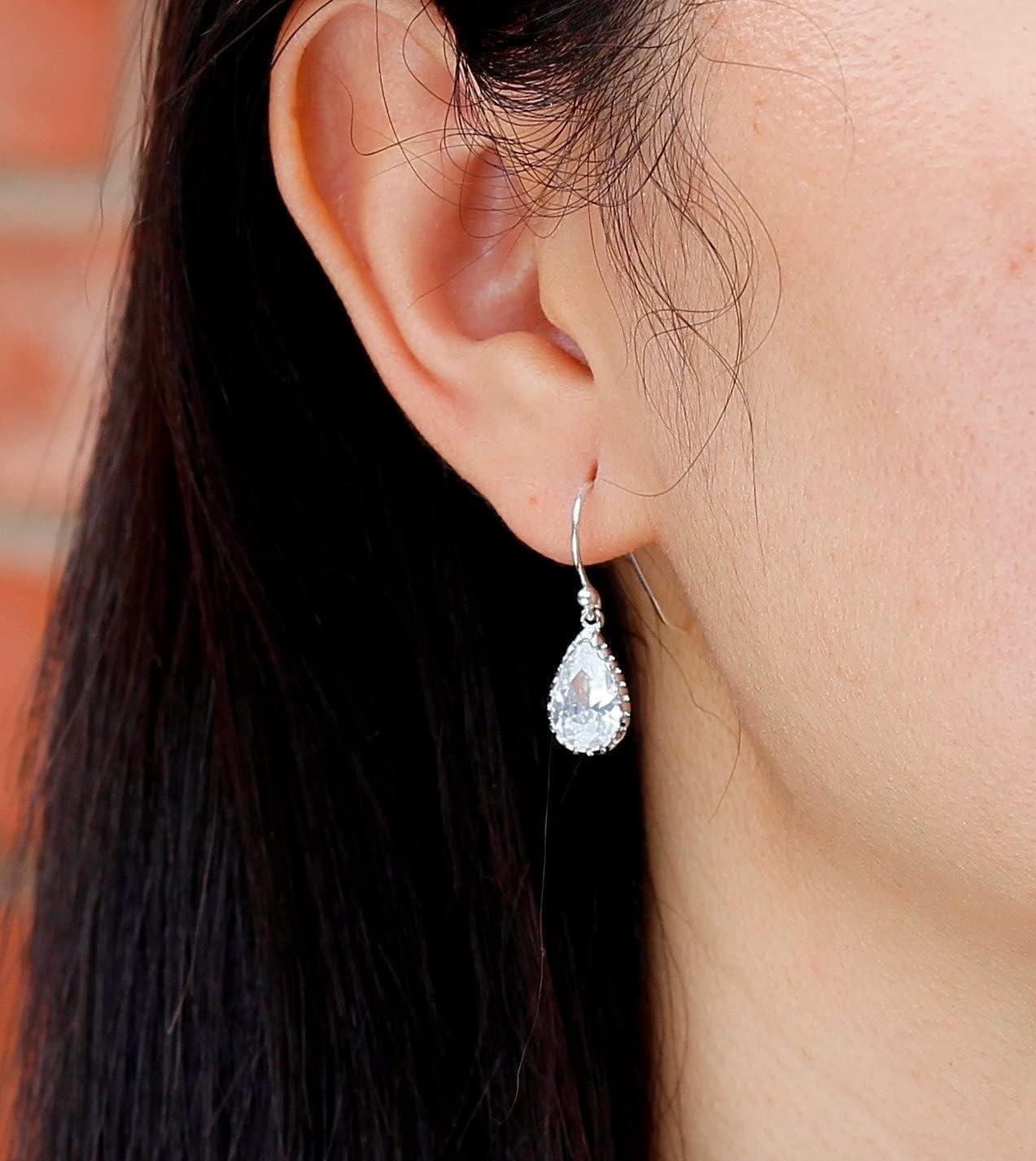 Cubic Zirconia Teardrop Earrings, CZ Jewelry Available in Silver or Gold - Image 9