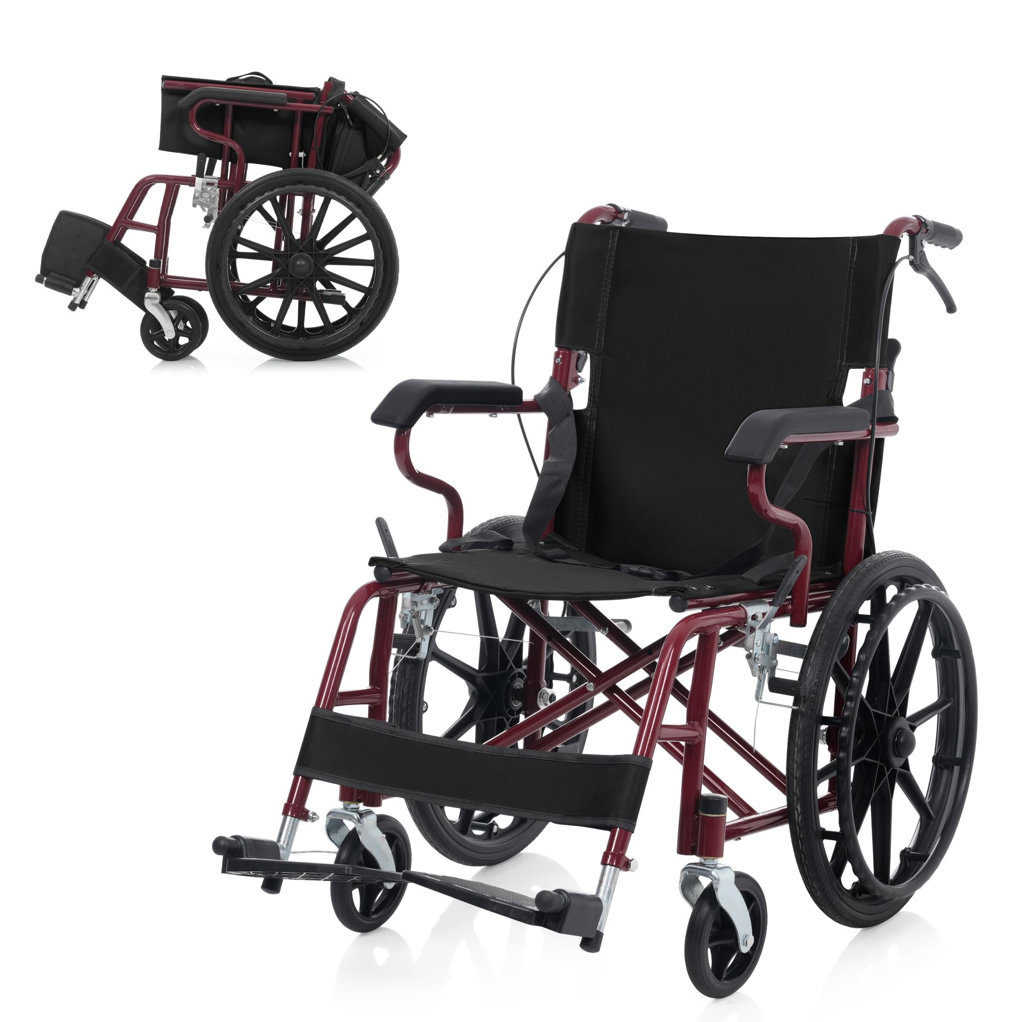 介助用車椅子 折りたたみ式 ワインレッド Amazon | 車椅子 折畳み 軽量 コンパクト スチール製 ワインレッド 自