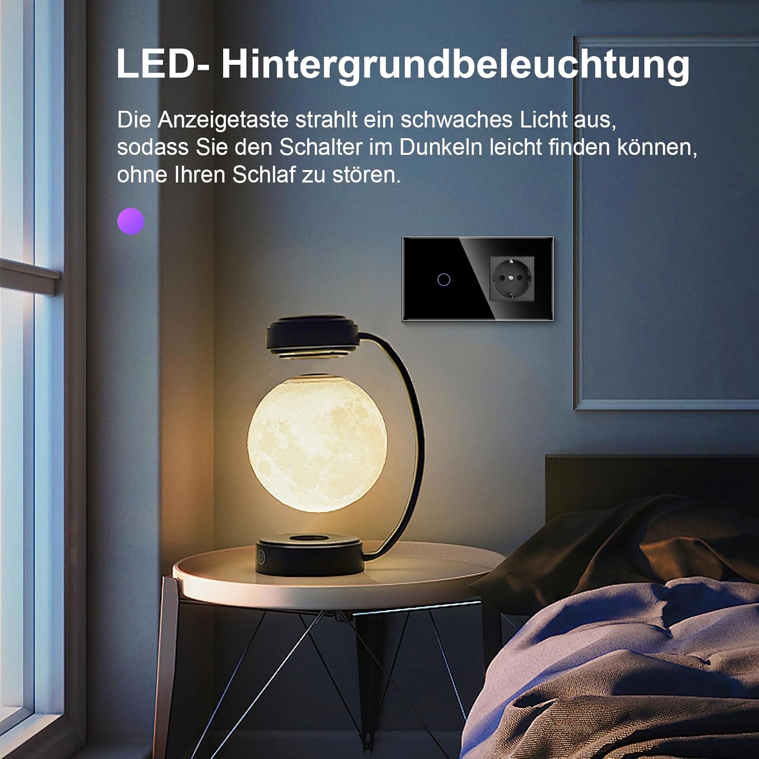 CNBINGO switch with LED backlight in a bedroom