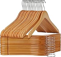 Vista 1 de Paquete de 20 perchas de madera resistentes para camisas, vestidos, abrigos y más (natural)