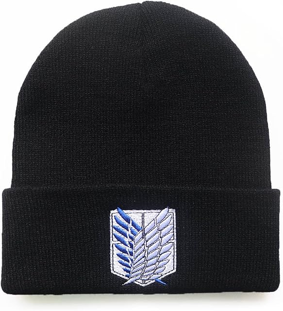 Bonamana Attack On Titan Anime Wings Hat Knitted Hat Winter Beanie Hats Slouch Hat Soft Knitted Hat Ski Hat Wool Hat for Kids Boys Girls Teenagers Hat Fans Birthday Gifts