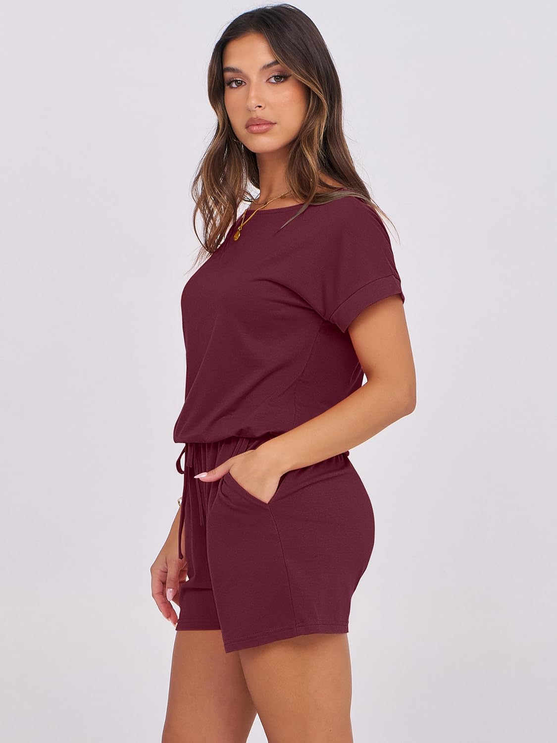 ANRABESS Rompers for Women Summer 2026 Casual Dressy One Piece Tshirt Short Pants Jumpsuit Beach Vacation Outfit Clothes - Image 3