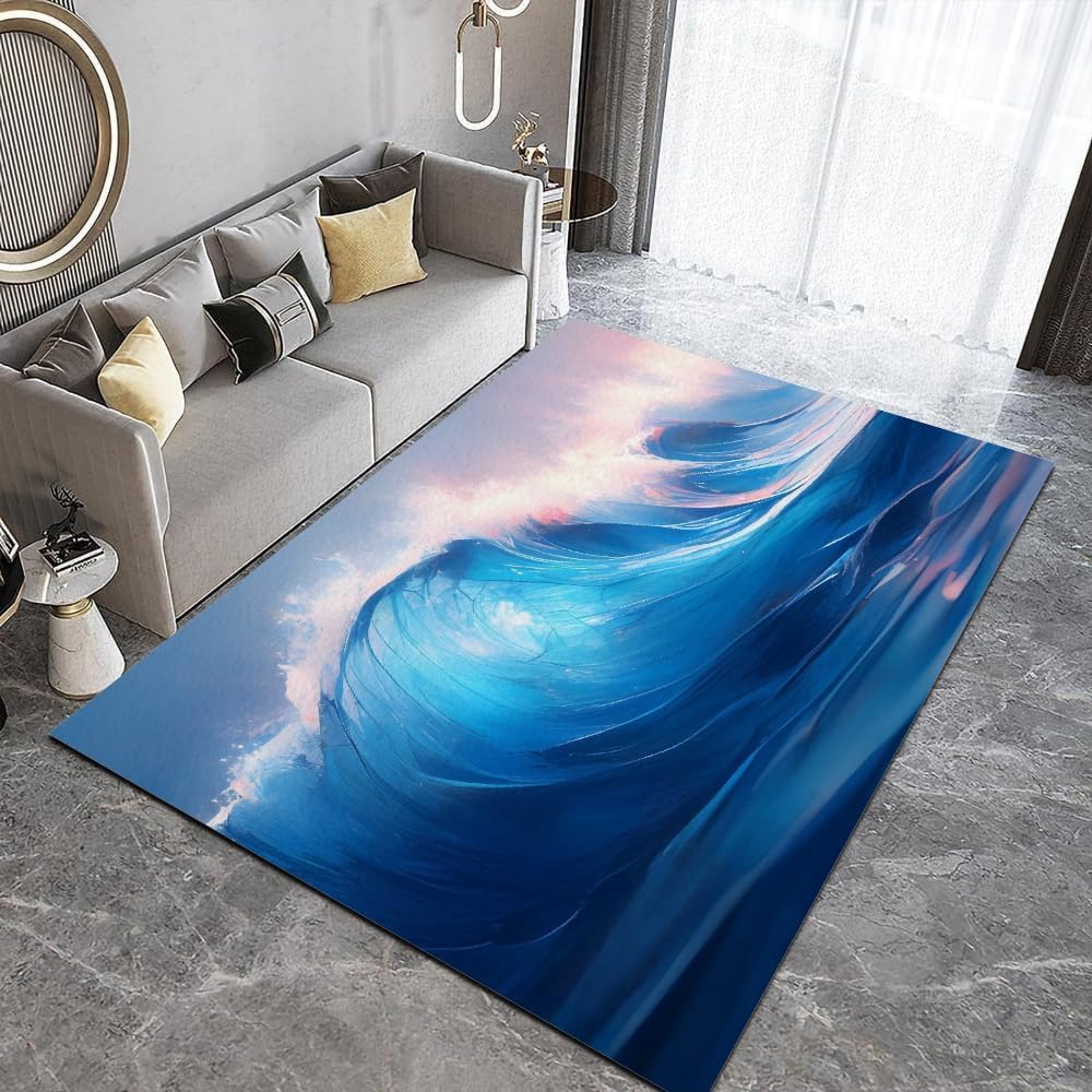 Tapis motif vagues 3D de 100 x 150 cm idéal pour une chambre d'enfant