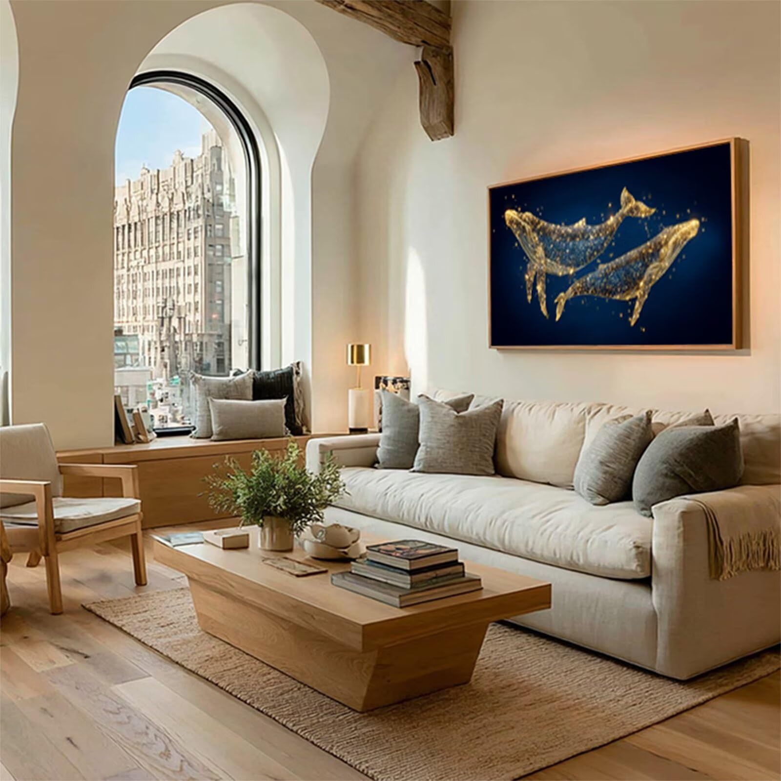 Dipingere con i Numeri Adulti Balena, Arte Paint by Numbers Kit, Fai Da Te Passatempo per Adulti Kit, Dipingere con i Numeri con Pennelli e Vernice Acrilica, Inverno Decorazioni Casa, 160x70cm 4-5852