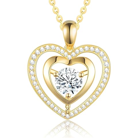 Moissanite Necklaces for Women, Heart Pendant Necklace Anniversary Birthday Gift fo...