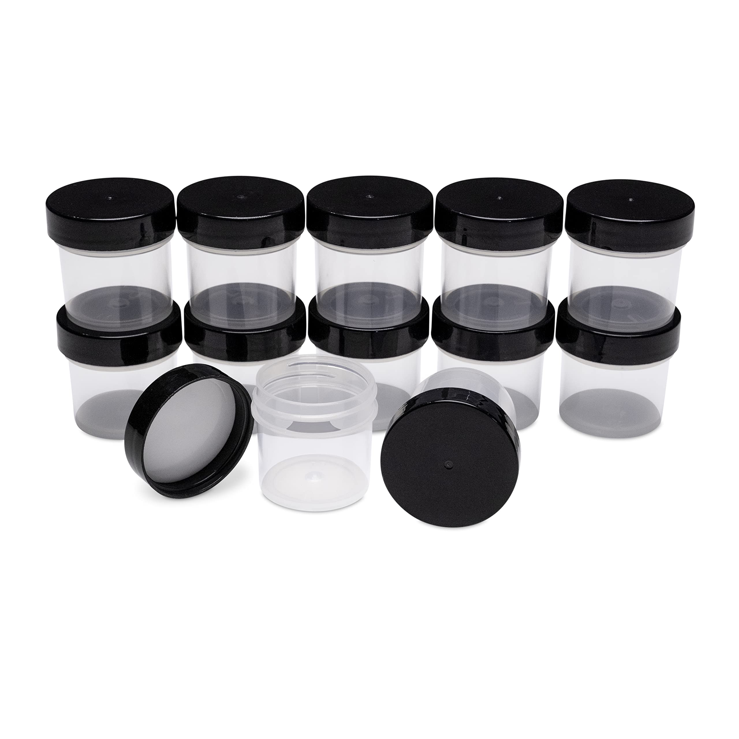 | Small Cosmetic Jars with Black Lids | Made in USA — Set of 12 (1.0 fl oz)