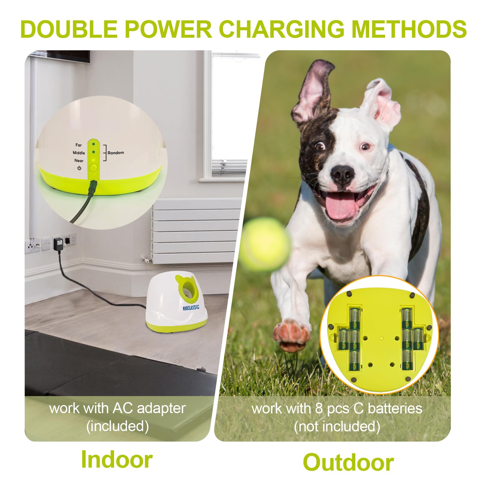 BESTHLS Lanceur automatique de balles de tennis interactif pour chien de petite et moyenne taille Distance de 3 à 9 m (Blanc2, télécommande incluse)