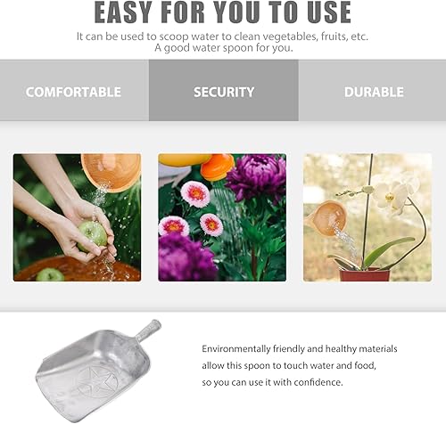 Miniatura 9 de Luxshiny Cuchara de aluminio con parte inferior plana para artículos secos, caramelos, harina de palomitas de maíz, bar de cocina, boda, fiesta, L