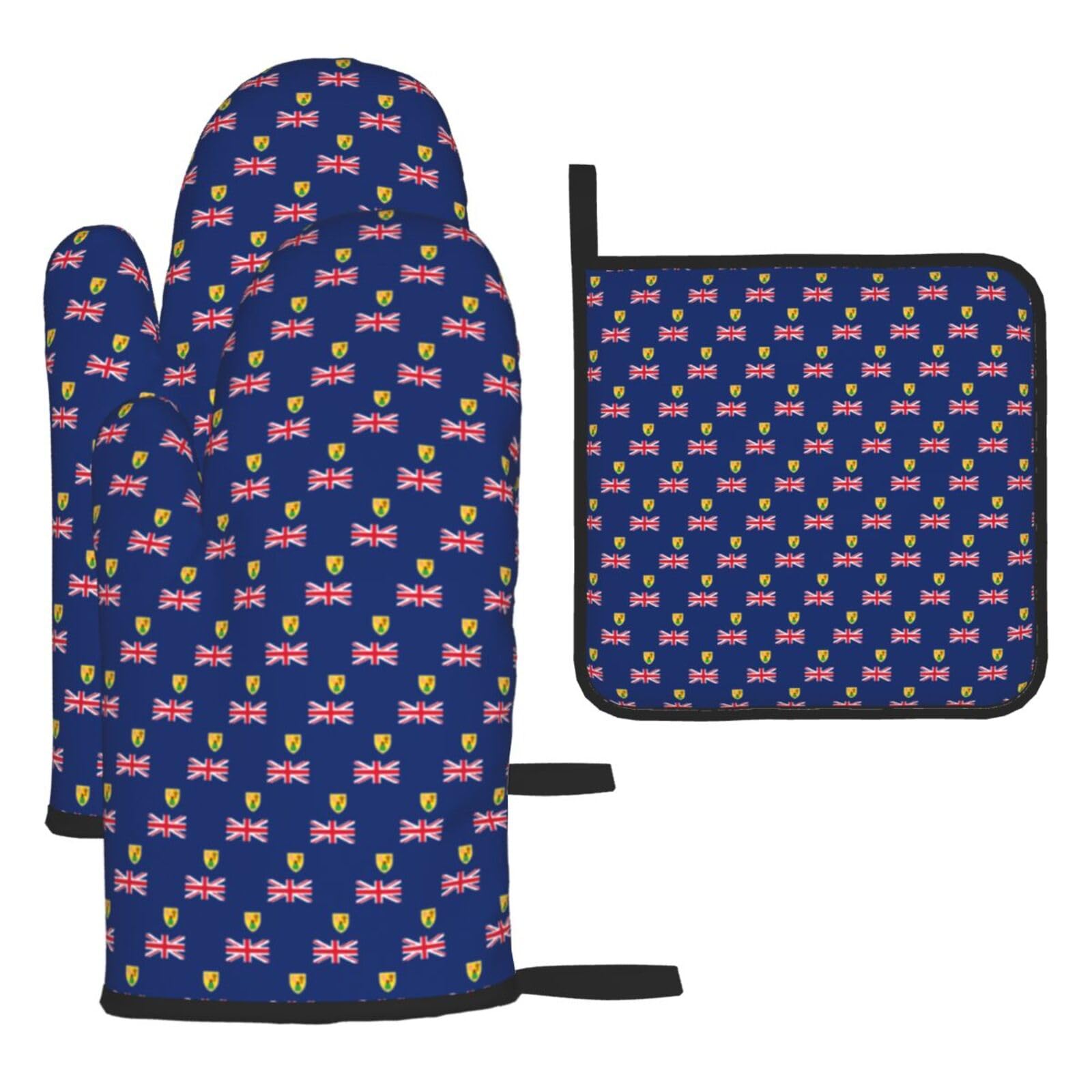 Flag Of The Turks And Caicos Islands Oven Mitts And Pot Holders Sets Of 3 Oven Glove Kitchen Decor For Baking Cooking Bbq