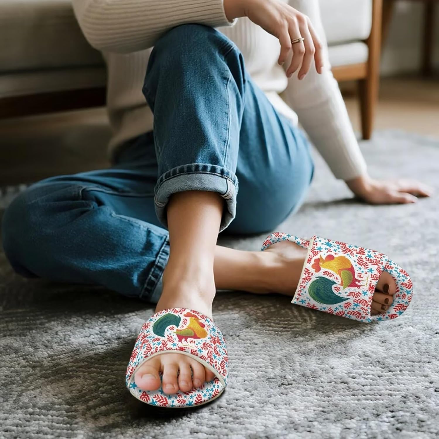 Bedroom Slippers Women Spa Slippers Cotton House Shoes for Women Indoor Guest Slipper Open Toe Shoes Household Essentials