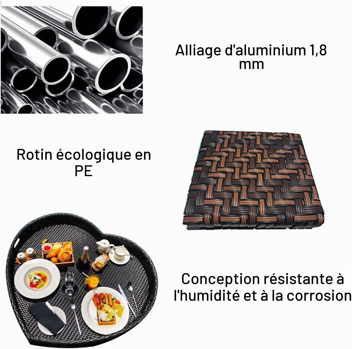 Plateau de Piscine en rotin, Table de Bar à Plateau Flottant, Plateau Flottant de Piscine pour Nourriture, Boissons et collations, adapté aux fêtes de Piscine et aux Loisirs RoundCoffee-24in