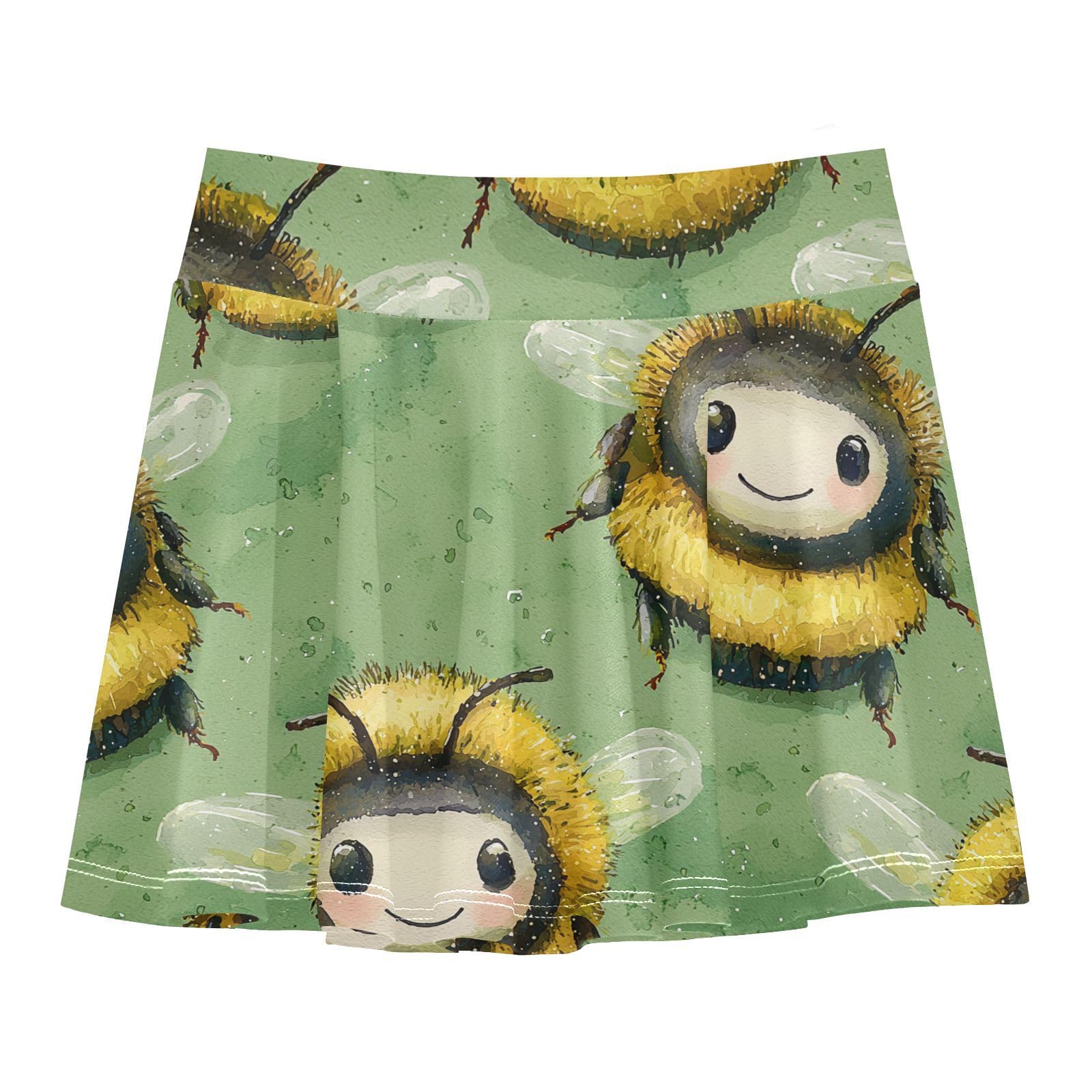 Yuiboo Mignon Little Bees Filles Tennis Jupes avec Short Skort pour Fille Jupe Plissée