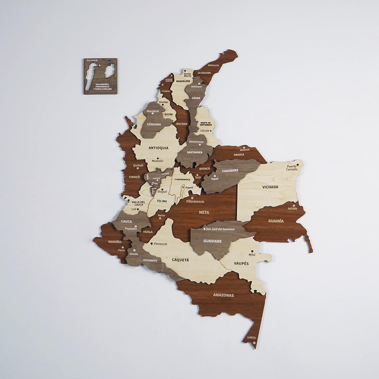 Multilayered Wooden 3D Colombia Map, Gift for Colombian Friend, Colombia Wooden Wall Decor, Map for Traveller (90x66 cm | 35.4x26 inches)